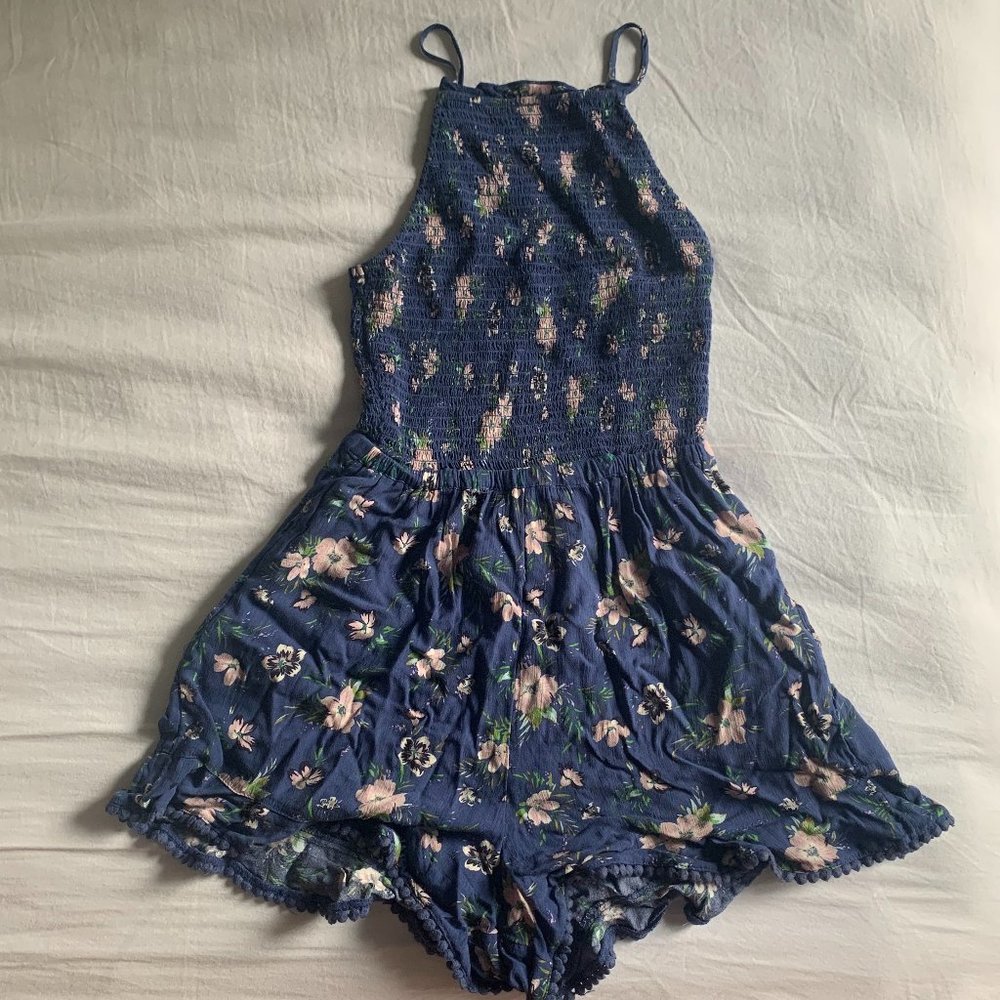 American Eagle Outfitters Blue Floral Romper Women's XXS